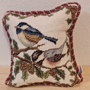 Decorative Bird Embroidered Pillow - Multicolor